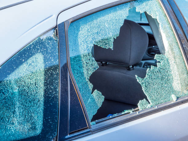 Broken window of a car